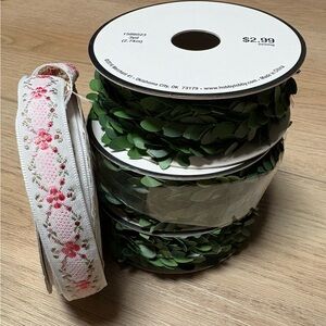 Craft Supplies: 4 rolls of assorted wire and fabric ribbon